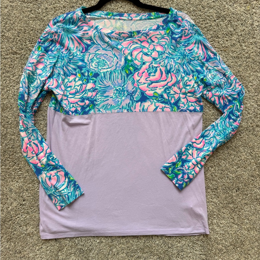 Lilly Pulitzer Floral Long Sleeve Top - Pink, Blue, Purple